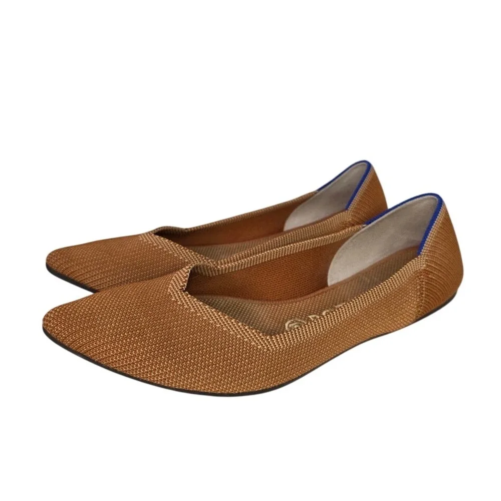 Rothy's Womens 9 The Point Flat Honeycomb Knit Amber Tan Pointed Toe Ballet Flat
